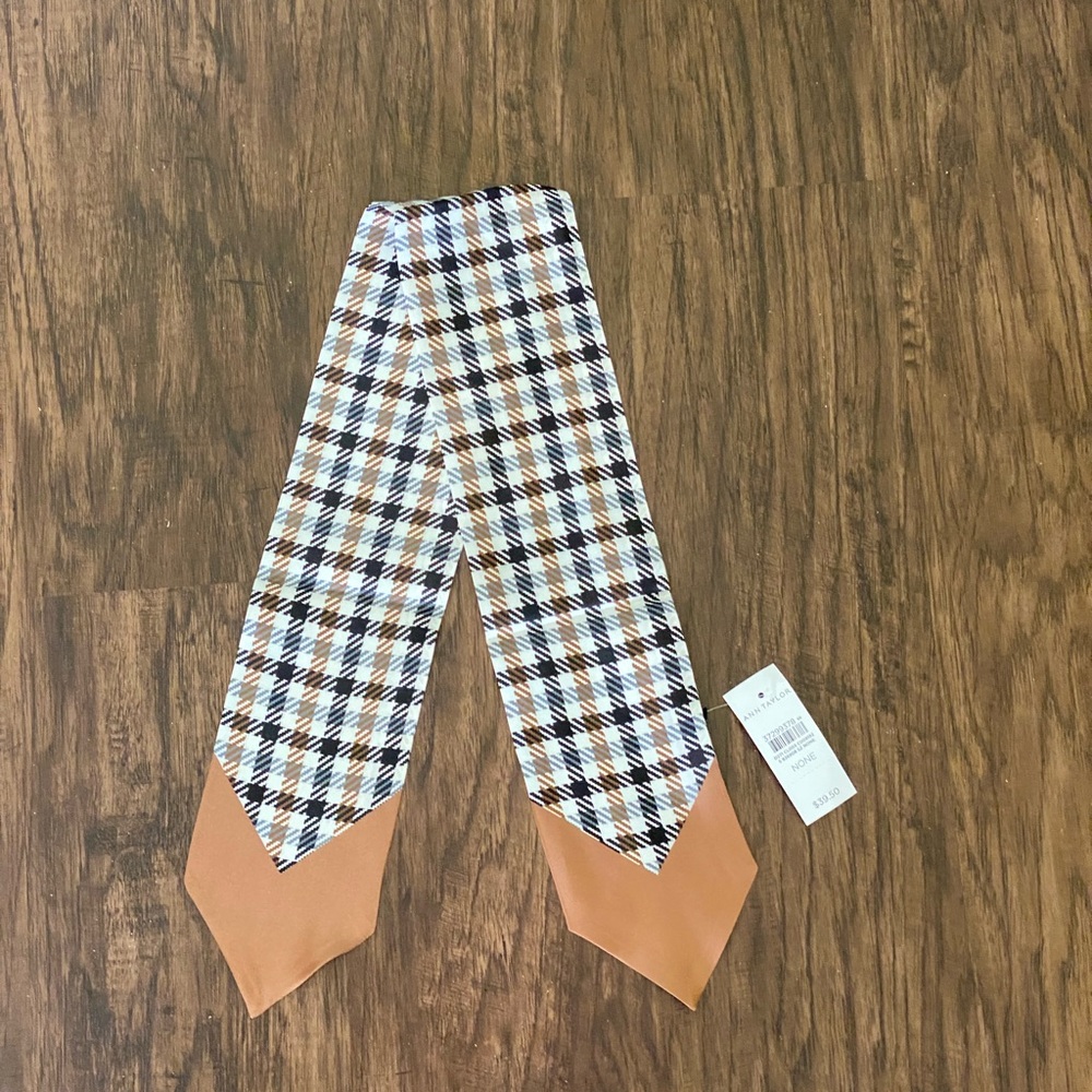 Ann Taylor checked skinny silk scarf size 33.5” by 4” - Picture 1 of 11